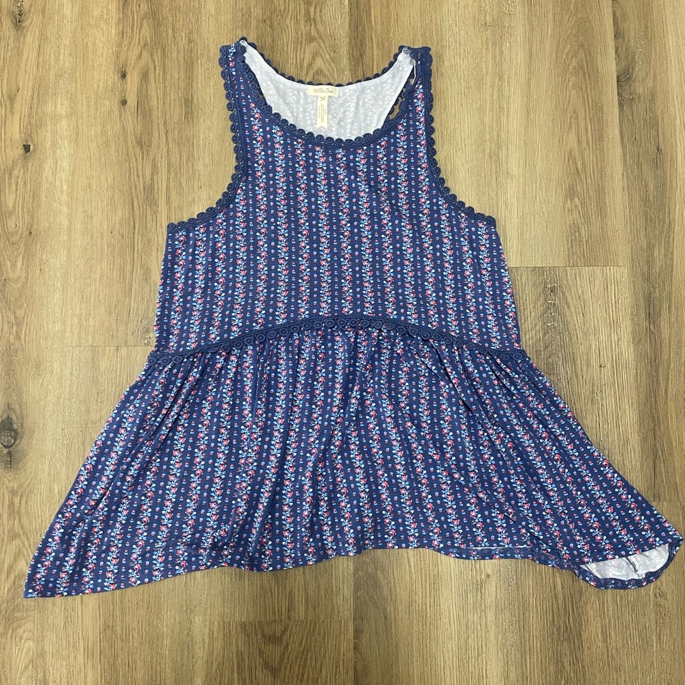 Matilda Jane Choose Your Path Beyond the Horizon red white, and Blue Floral Tank